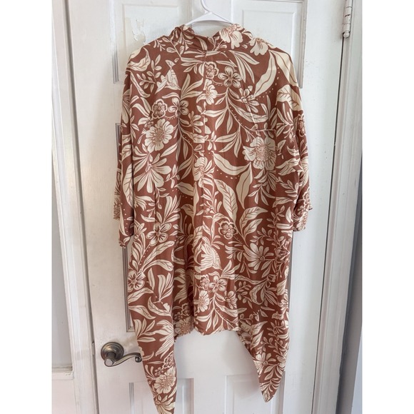 Patrons Of Peace Kimono M Floral Boho‎ Clay Open Front Duster Cover Up - Picture 4 of 8